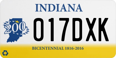 IN license plate 017DXK