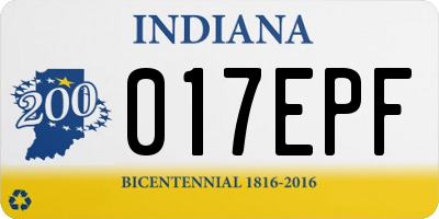 IN license plate 017EPF