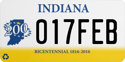 IN license plate 017FEB