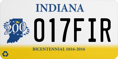 IN license plate 017FIR