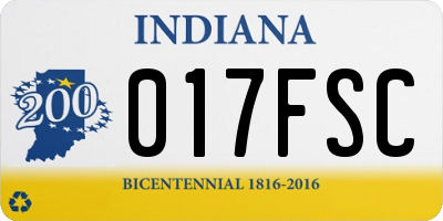 IN license plate 017FSC