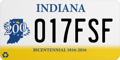IN license plate 017FSF