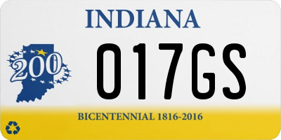 IN license plate 017GS