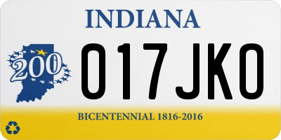 IN license plate 017JKO