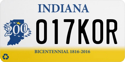IN license plate 017KOR