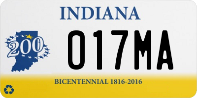 IN license plate 017MA