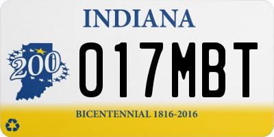 IN license plate 017MBT