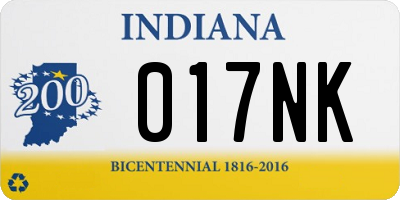 IN license plate 017NK