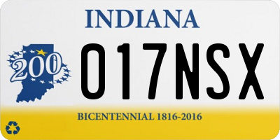 IN license plate 017NSX