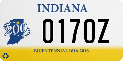 IN license plate 017OZ