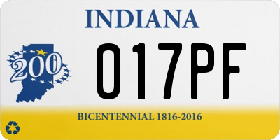 IN license plate 017PF