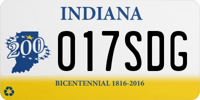 IN license plate 017SDG