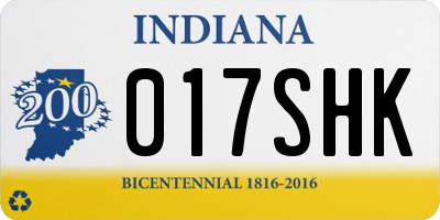 IN license plate 017SHK
