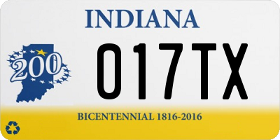 IN license plate 017TX