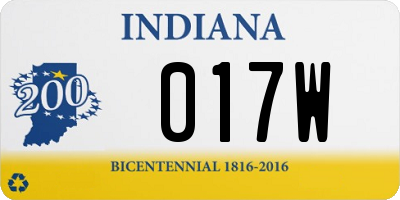 IN license plate 017W