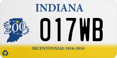 IN license plate 017WB