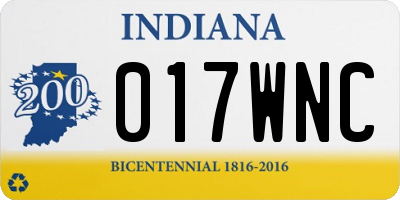 IN license plate 017WNC