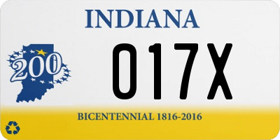 IN license plate 017X