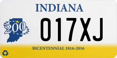 IN license plate 017XJ