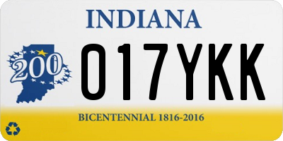 IN license plate 017YKK