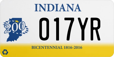 IN license plate 017YR