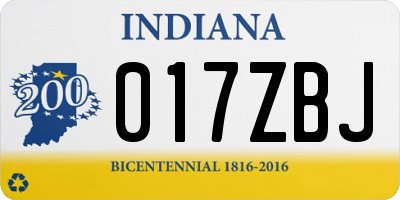 IN license plate 017ZBJ