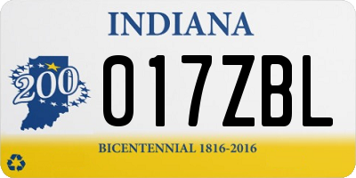 IN license plate 017ZBL