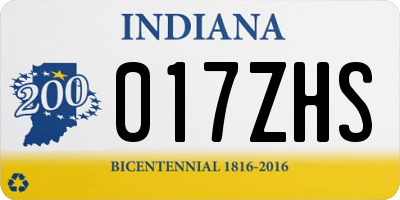 IN license plate 017ZHS