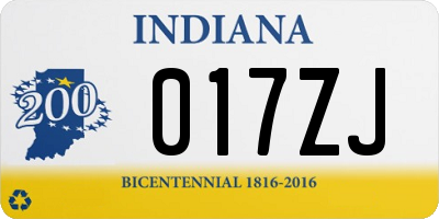 IN license plate 017ZJ