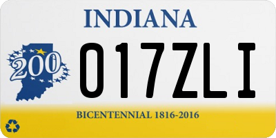 IN license plate 017ZLI