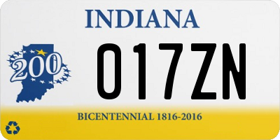 IN license plate 017ZN