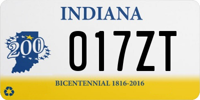 IN license plate 017ZT