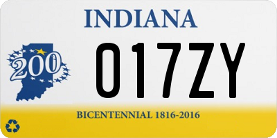 IN license plate 017ZY