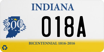IN license plate 018A