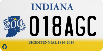 IN license plate 018AGC