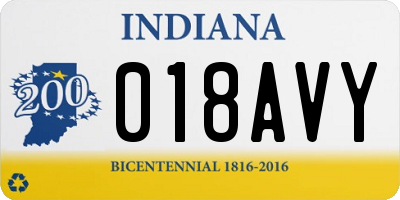 IN license plate 018AVY