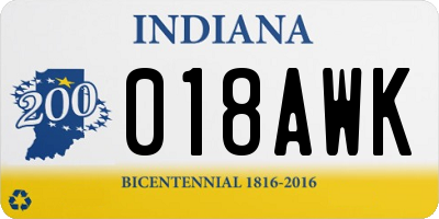 IN license plate 018AWK