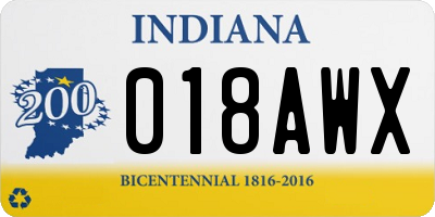 IN license plate 018AWX