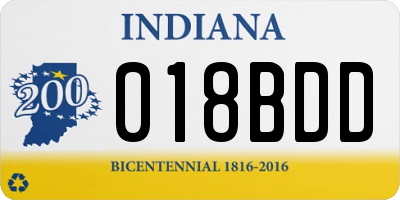 IN license plate 018BDD