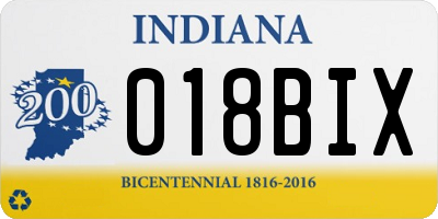 IN license plate 018BIX