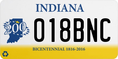 IN license plate 018BNC