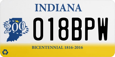 IN license plate 018BPW