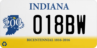 IN license plate 018BW