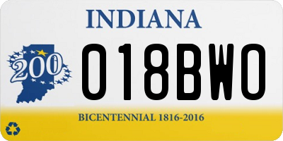 IN license plate 018BWO