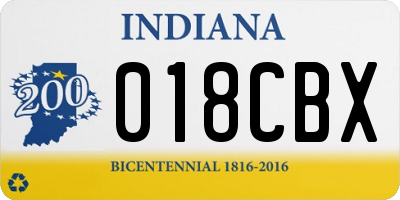 IN license plate 018CBX