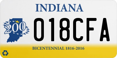 IN license plate 018CFA