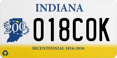 IN license plate 018COK