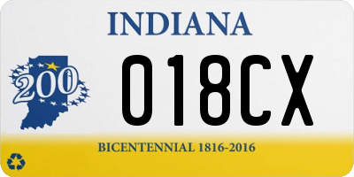 IN license plate 018CX