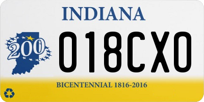 IN license plate 018CXO