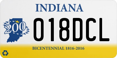 IN license plate 018DCL